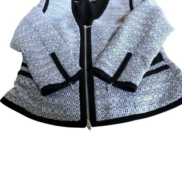 White House Black Market Tweed Moto Blazer Jacket Women's Size 6 Black & White - Picture 8 of 9